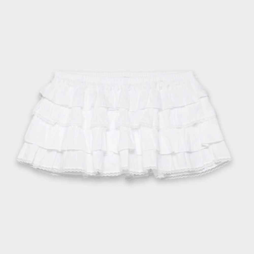 Aritzia White Theo Ruffle Mini Skort